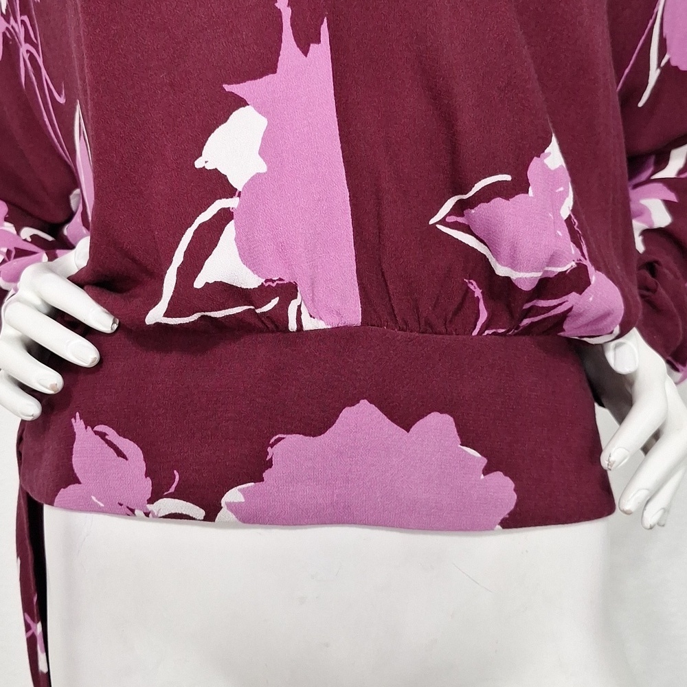 Free People Plum Combo Floral Boho Romantic Say You Love Me Blouse Size M - Picture 4 of 14